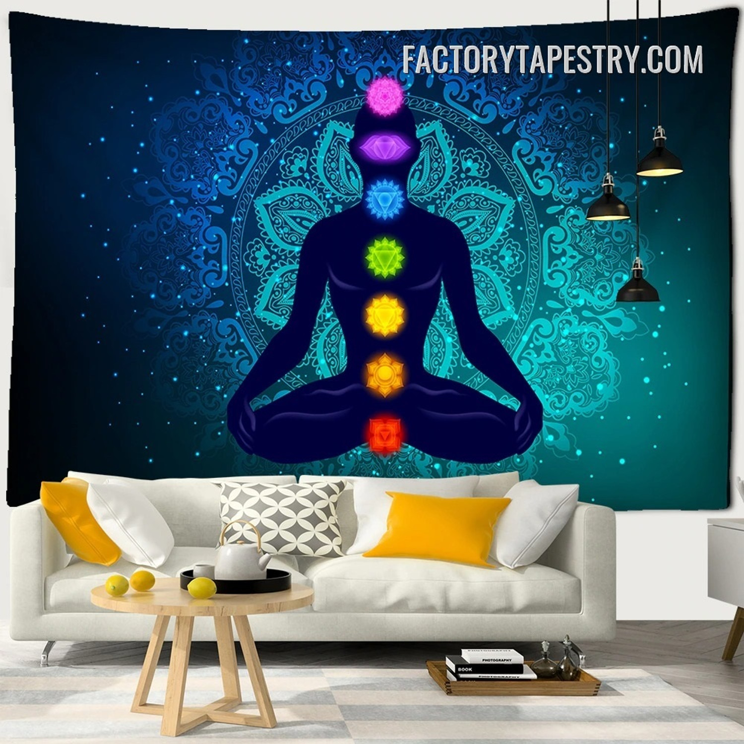 Meditating Human Spiritual Psychedelic Wall Art Tapestry