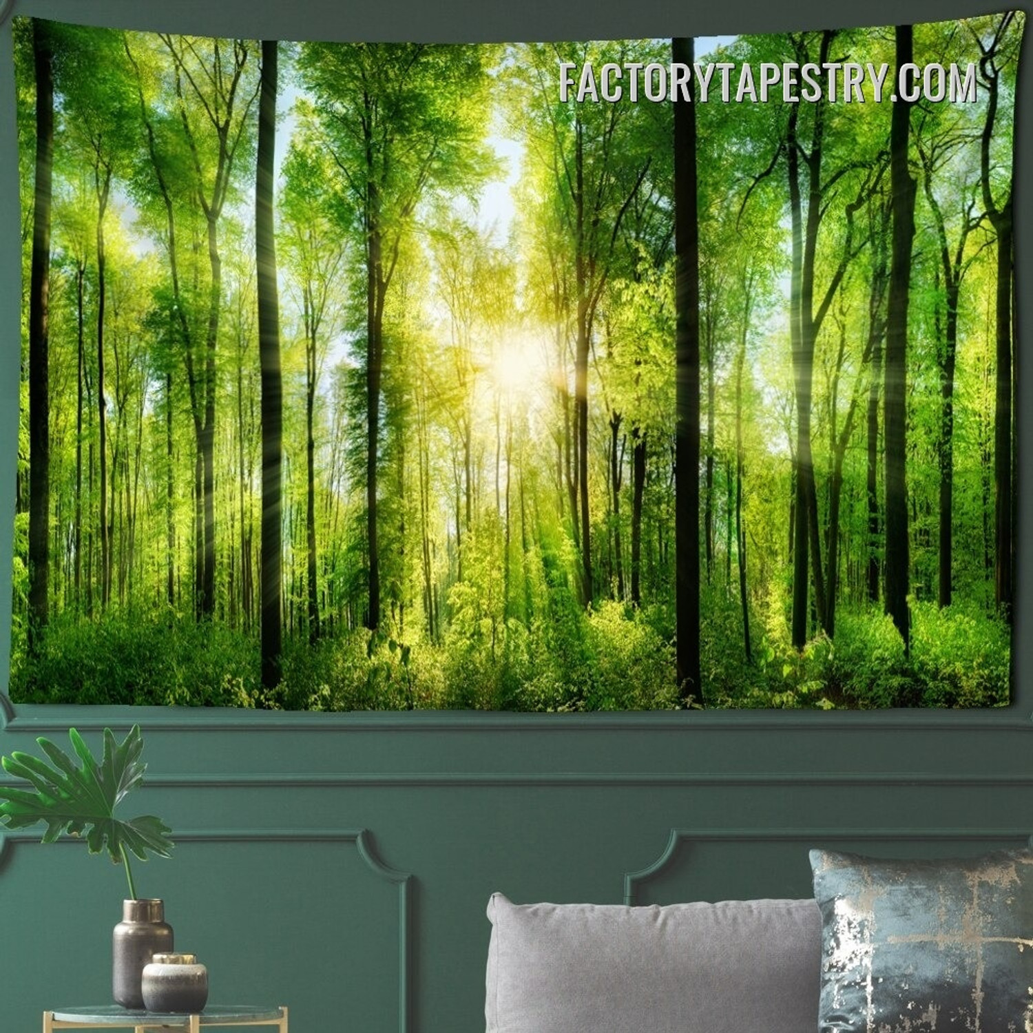 Shiny Forest Modern Landscape Nature Tapestry Wall Art