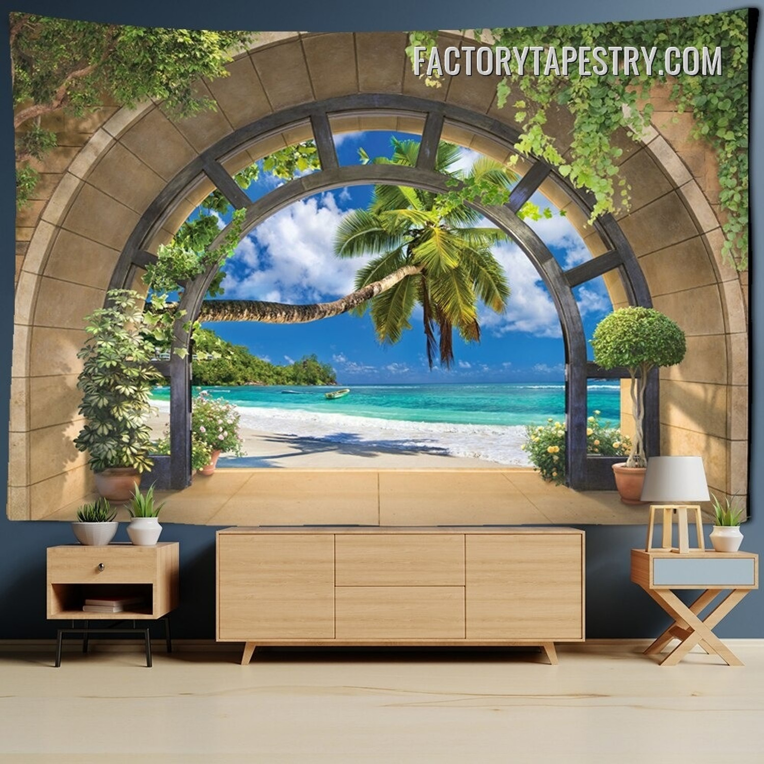 Tropical Beach Modern Nature Landscape Wall Art Tapestry