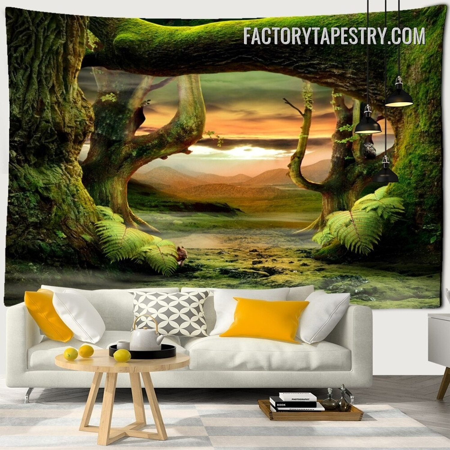 Dreamy Forest Modern Landscape Nature Wall Hanging Tapestry