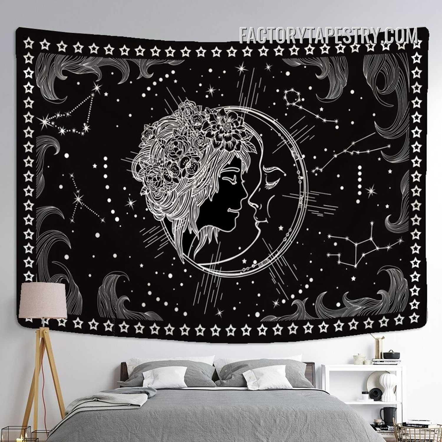 Zodiac Signs II Mandala Bohemian Wall Art Tapestry