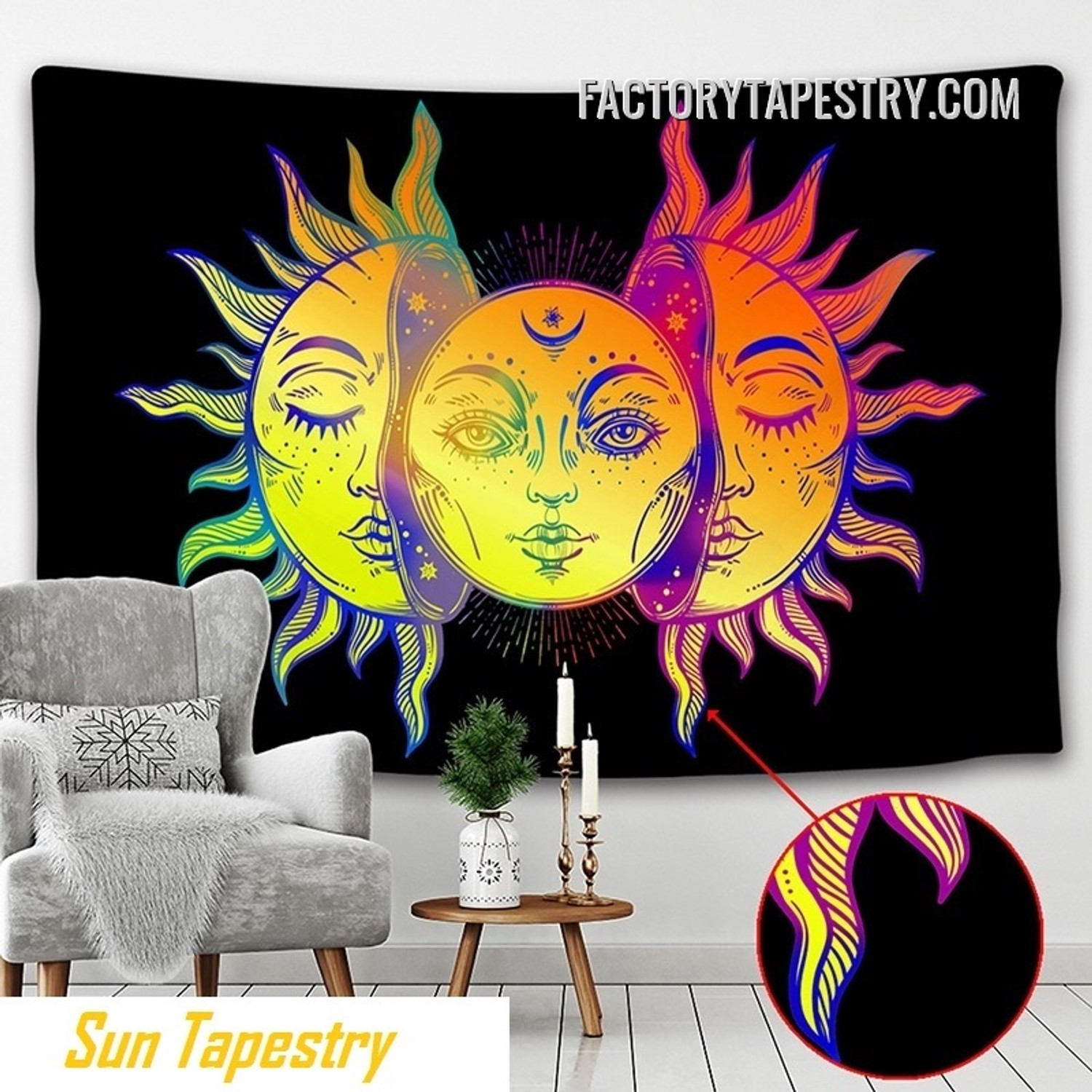 sun and moon art hippie