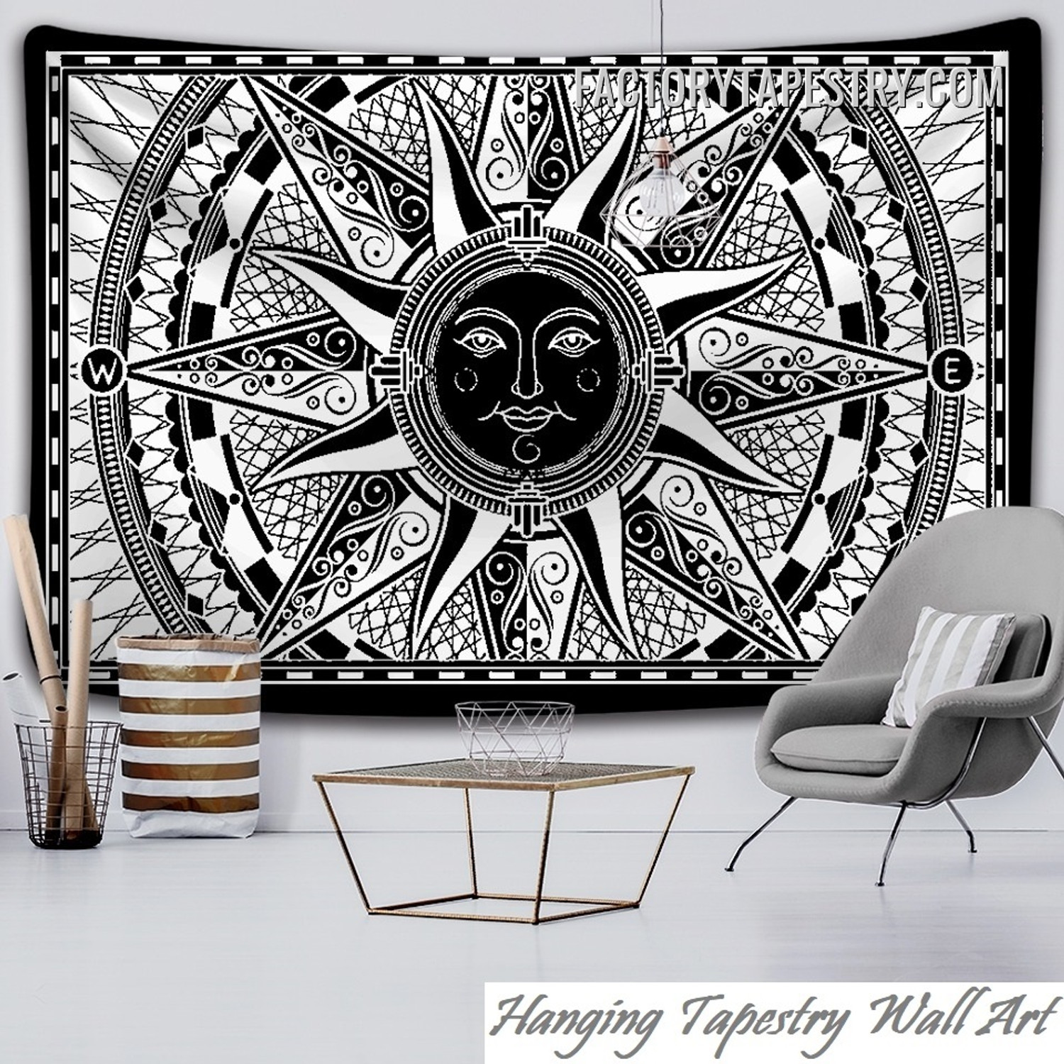 Mandala Sun II Bohemian Wall Hanging Tapestry Art