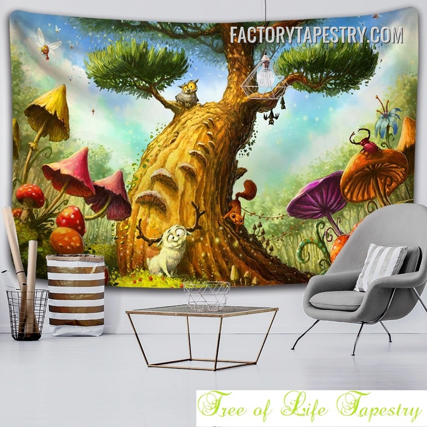 Fantasy Forest Landscape Modern Wall Art Tapestry