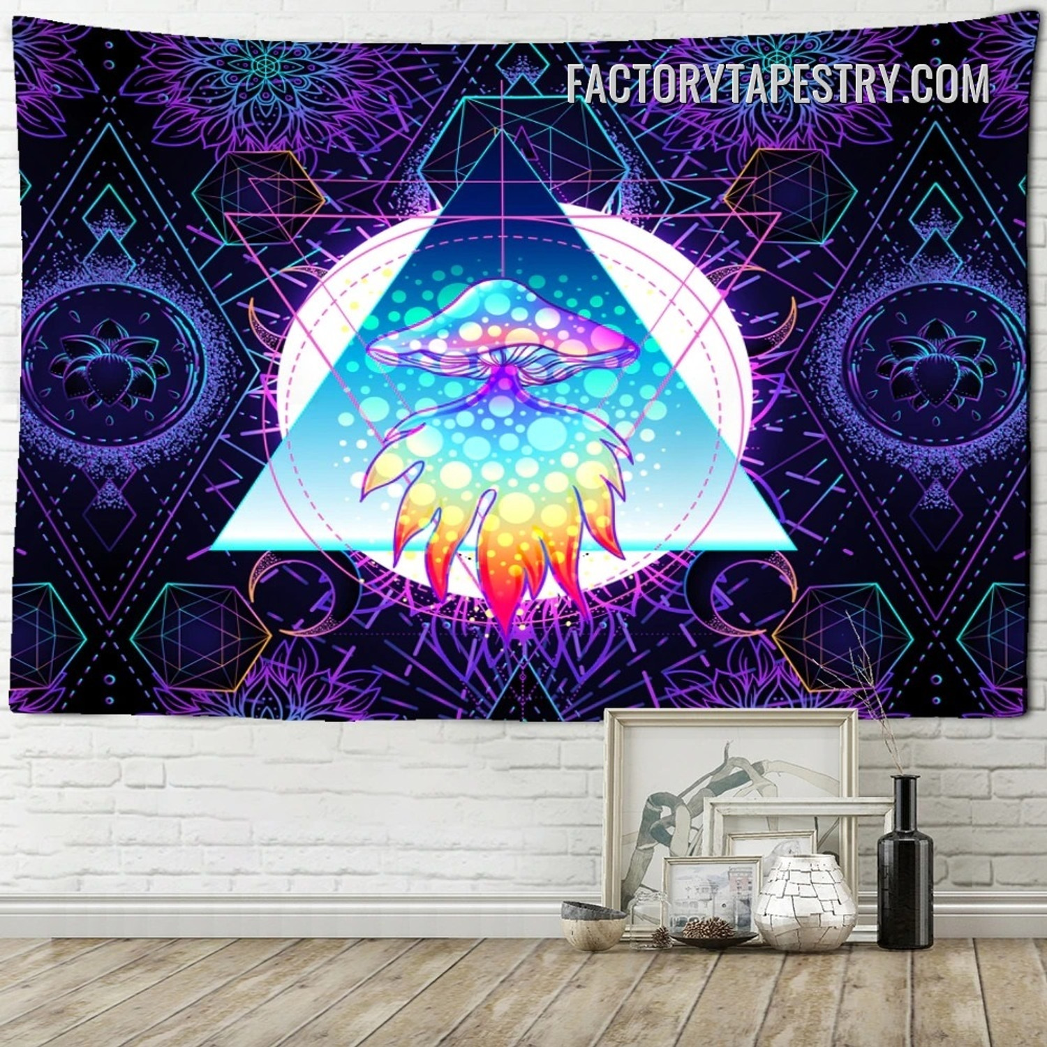 Magic Mushroom IV Fantasy Illustration Psychedelic Tapestry Wall Art