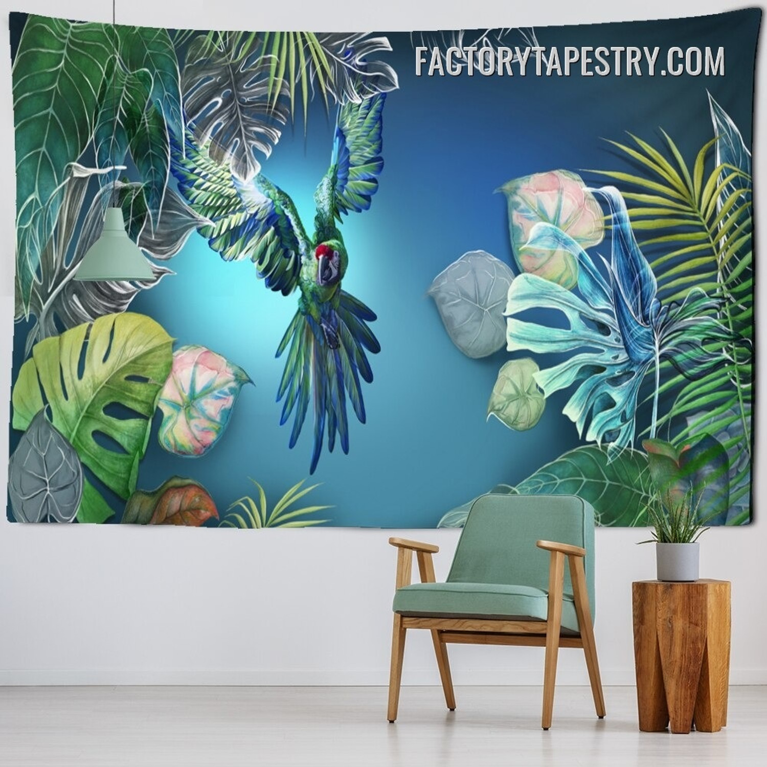 Tropical Leaves Botanical Landscape Modern Wall Hanging Tapestry