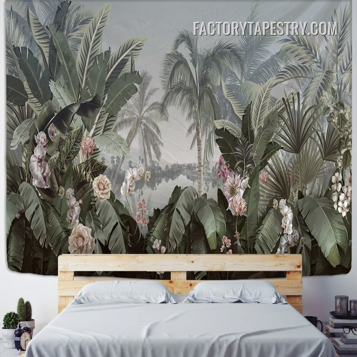 Palm Trees Leave Botanical Floral Retro Wall Art Tapestry