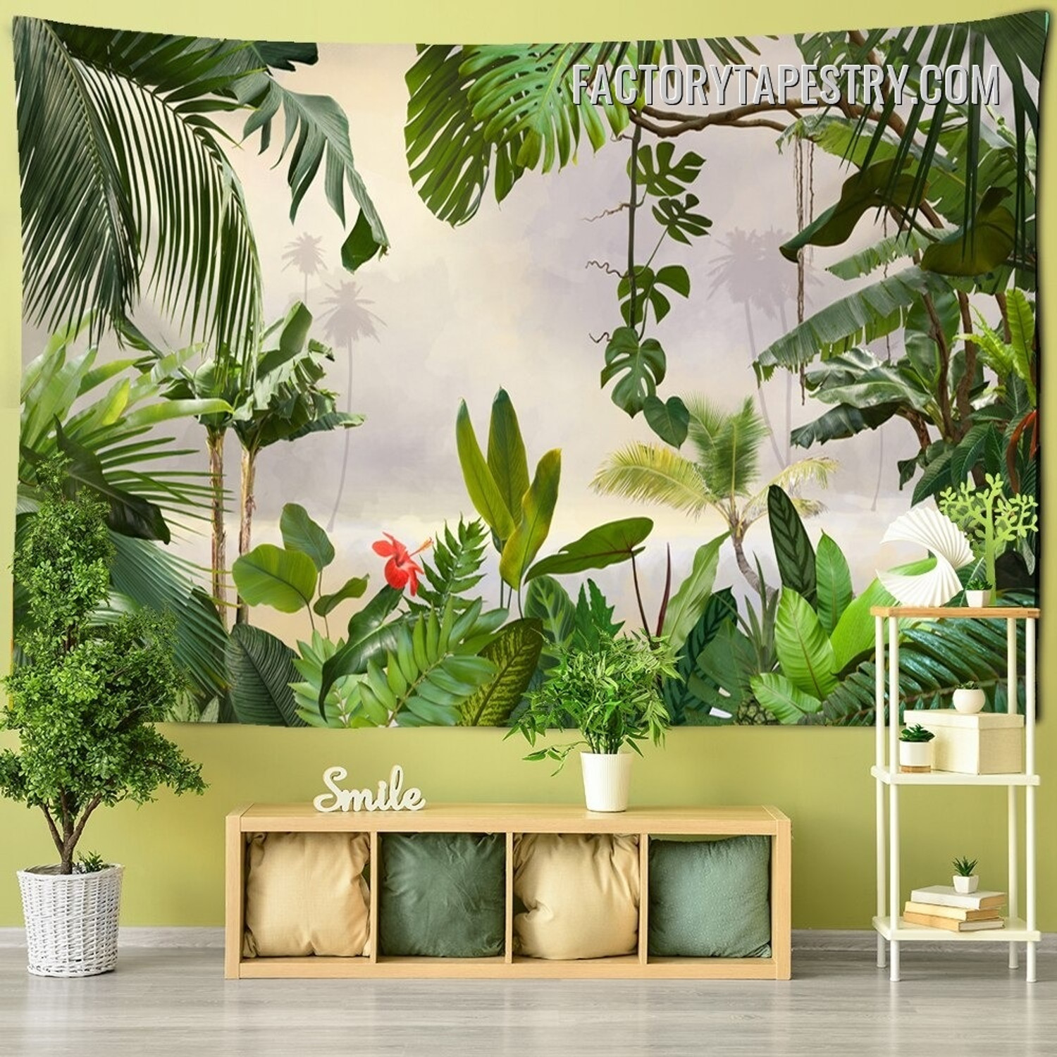 Tropical Plants I Botanical Floral Modern Wall Hanging Tapestry