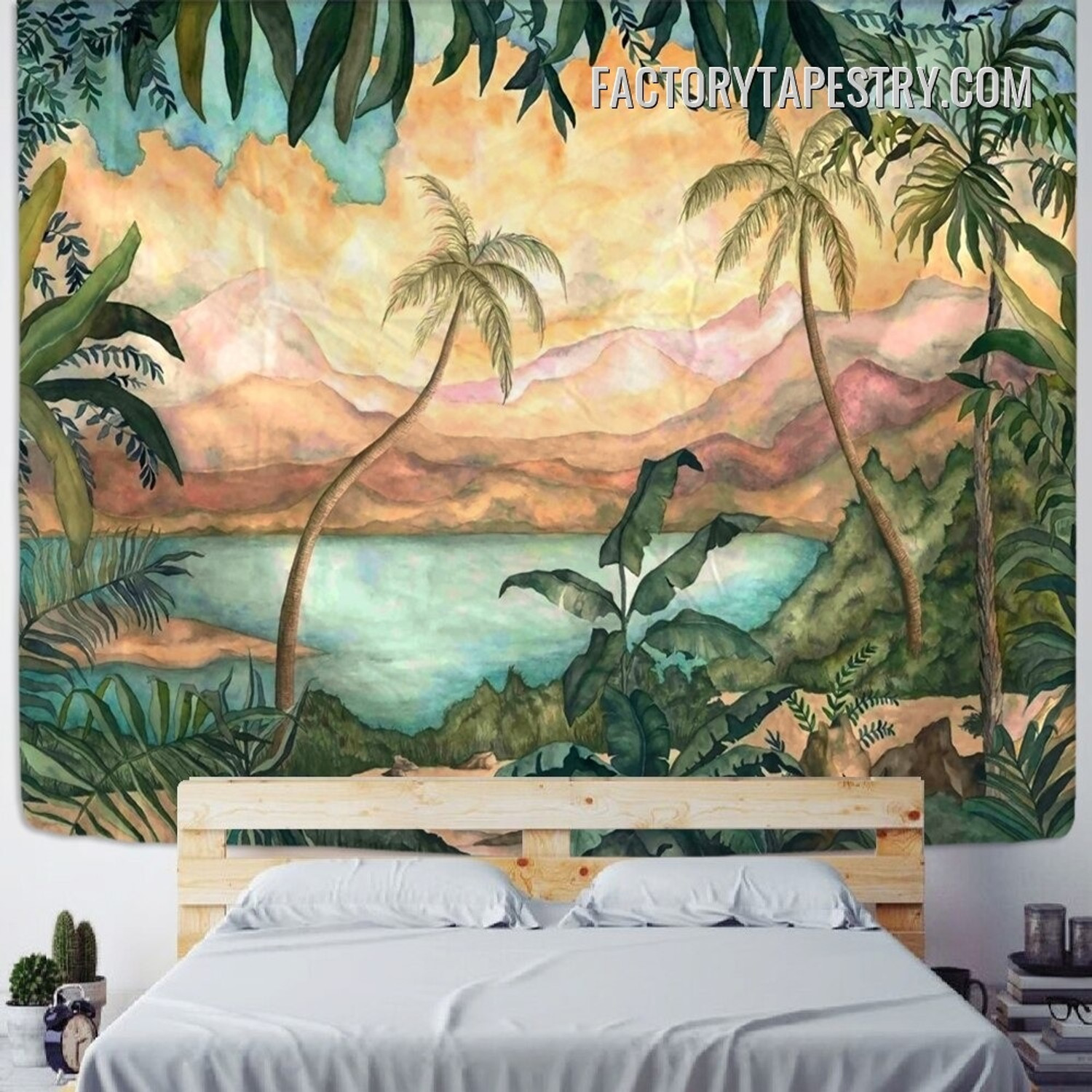 Vintage Rainforest Botanical Landscape Retro Wall Hanging Tapestry