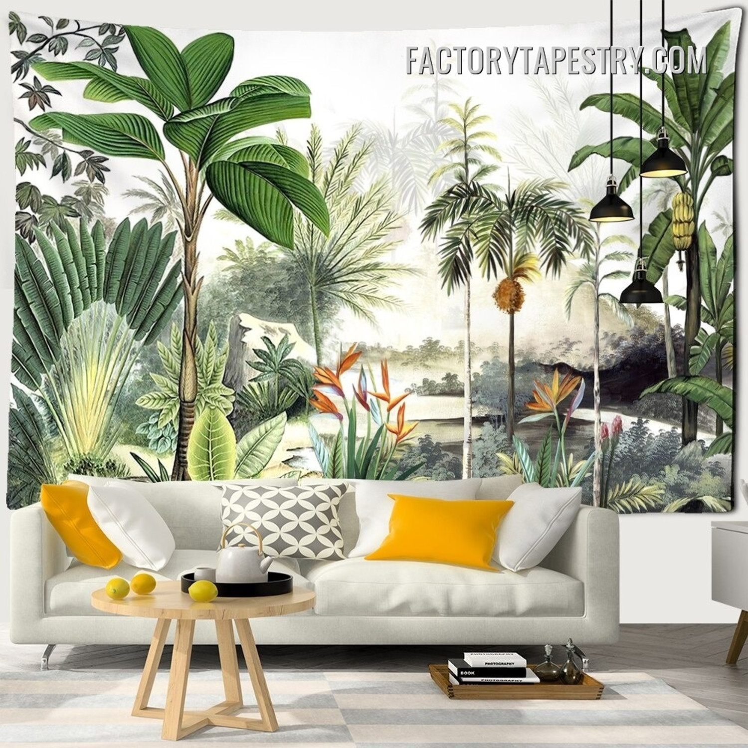 Tropical Forest II Botanical Landscape Modern Wall Art Tapestry