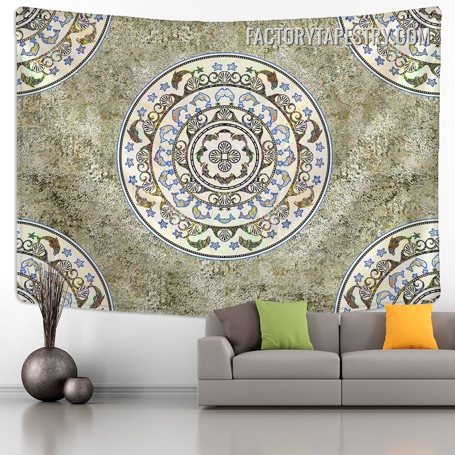 Round Mandala II Wall Art Tapestry