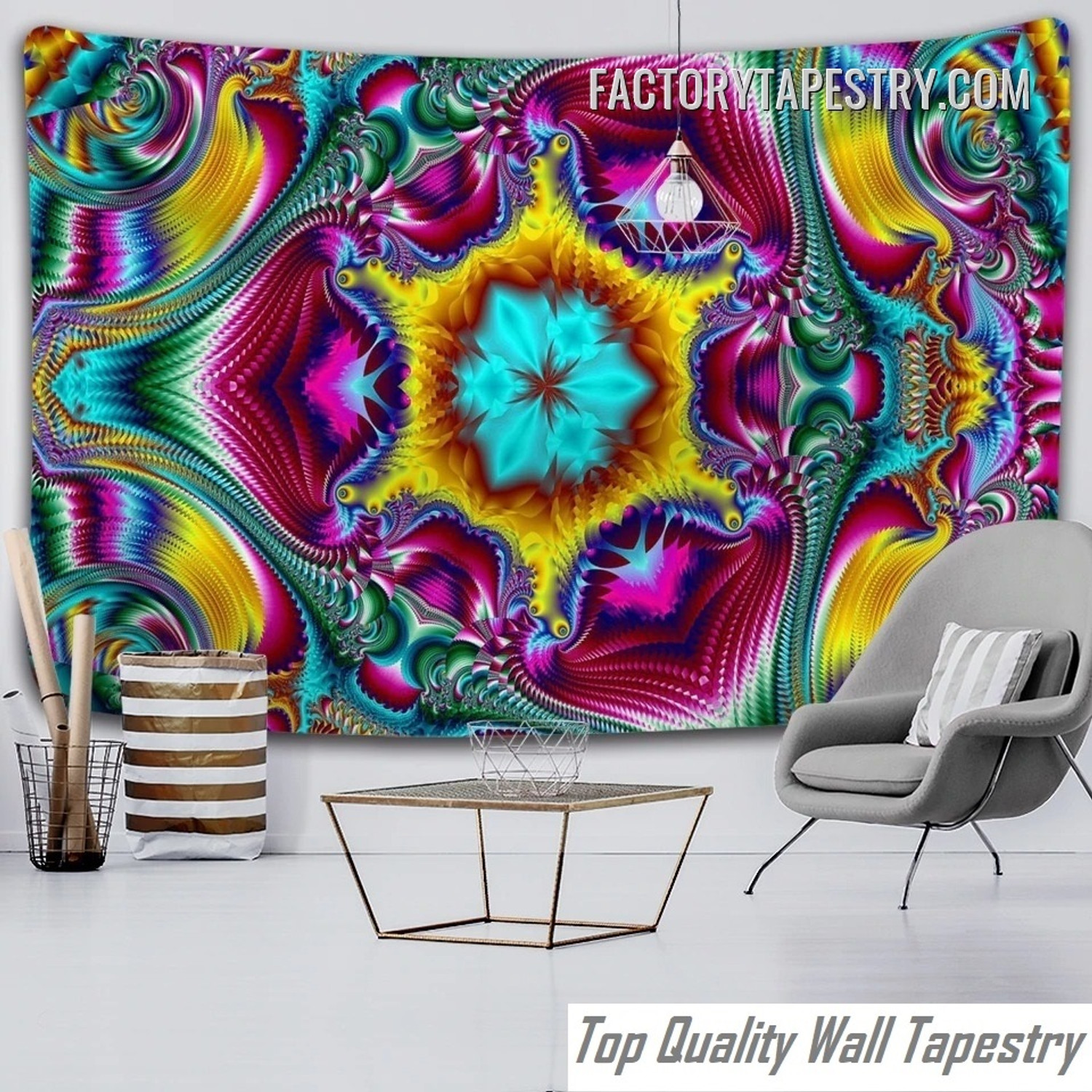 Kaleidoscope Texture Abstract Psychedelic Wall Hanging Tapestry
