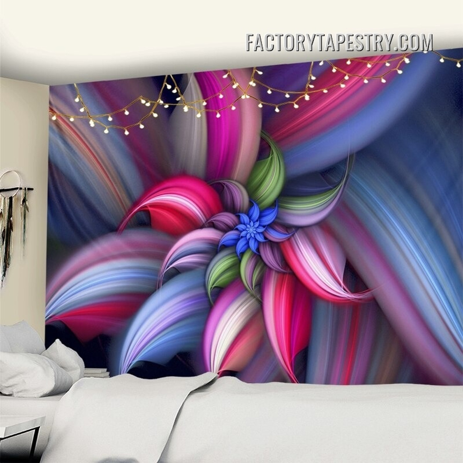 Colorful Flowers Abstract Modern Wall Art Tapestry