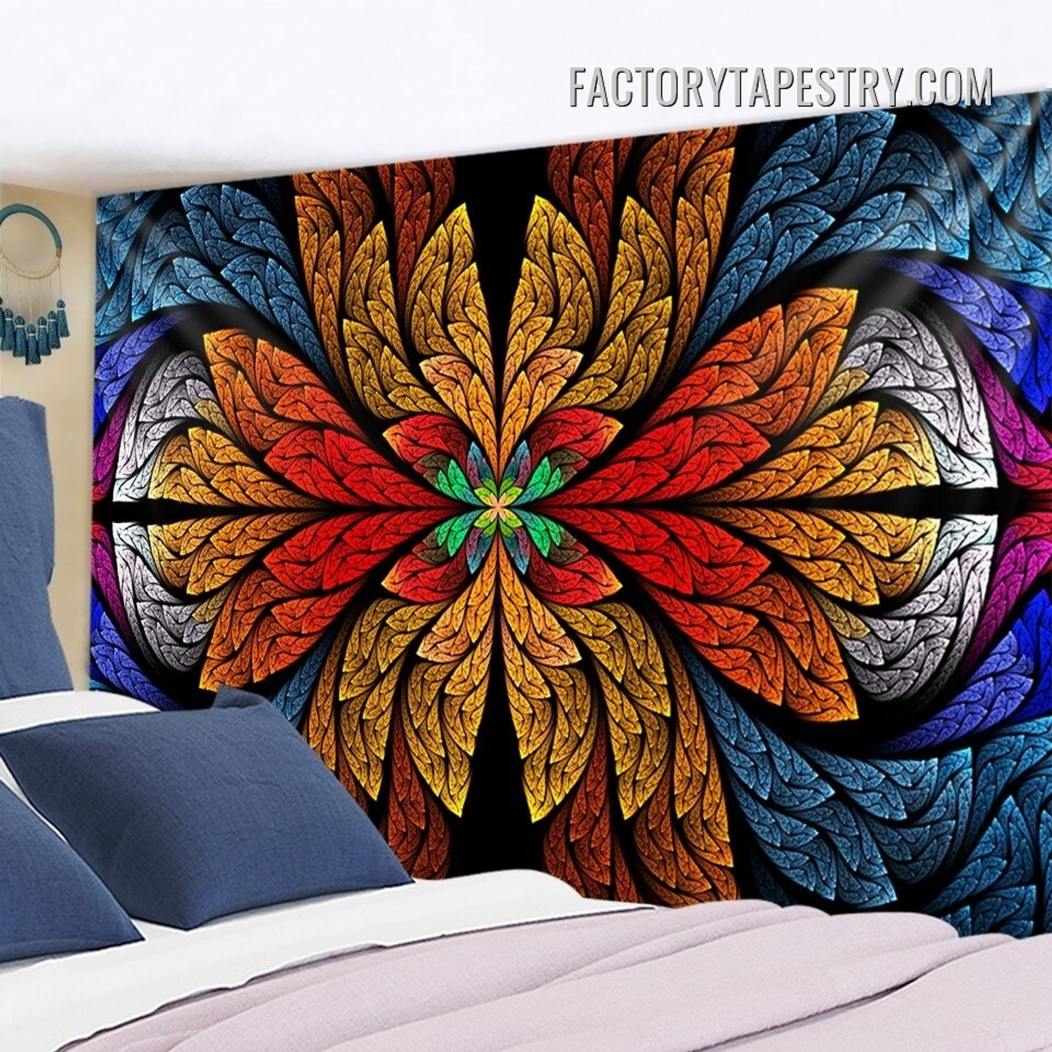 Multicolor Floral Pattern Abstract Psychedelic Tapestry Wall Art