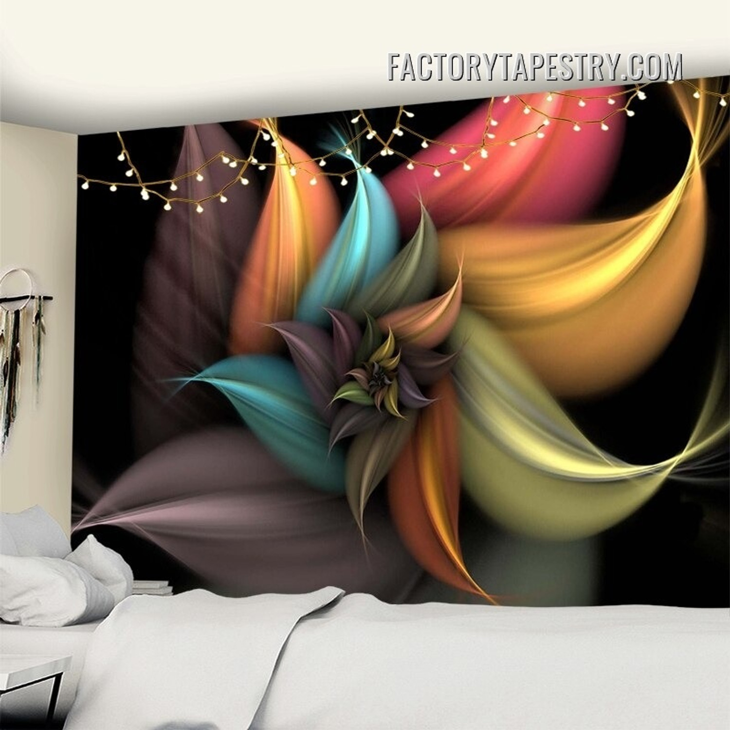 Colorful Abstract Flower Modern Wall Art Tapestry