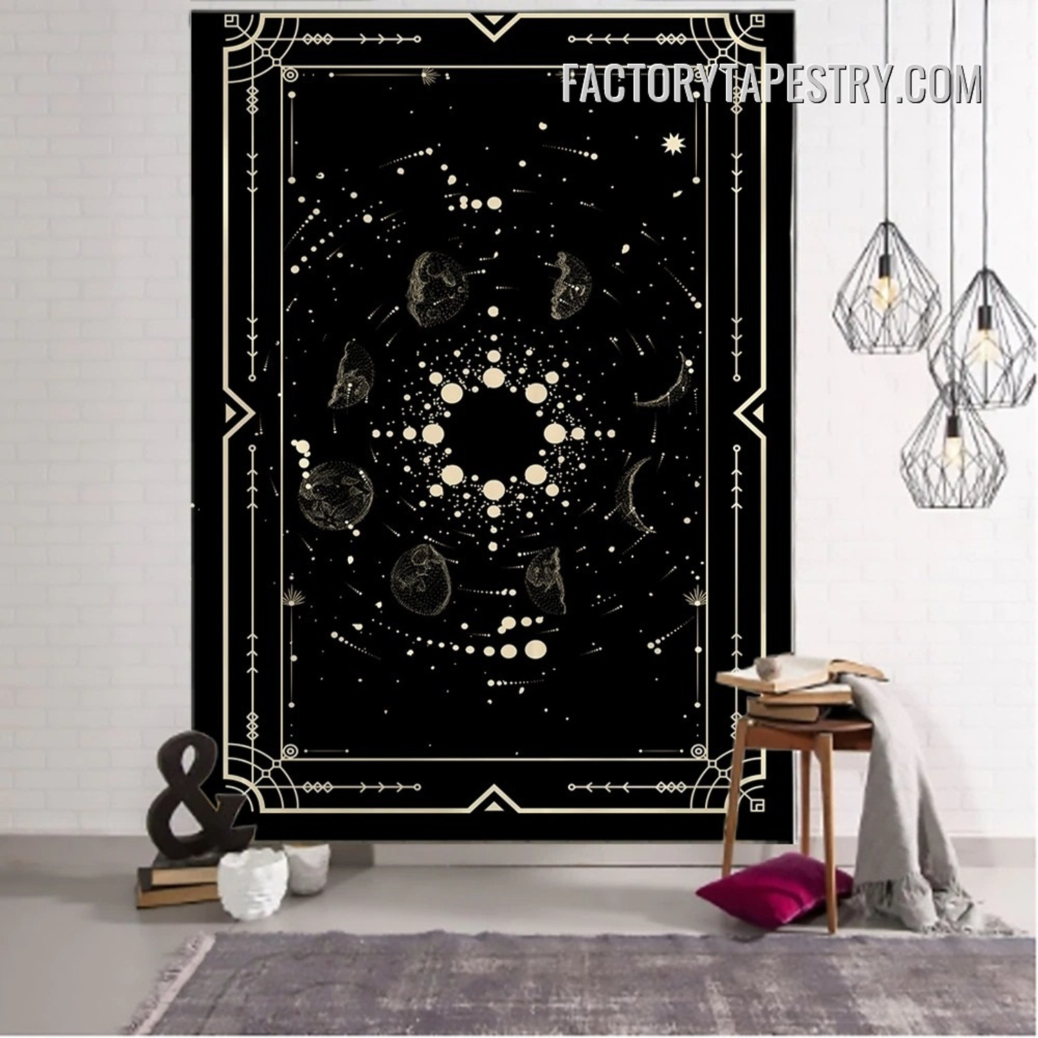 Moon Phases VI Witchcraft Tarot Bohemian Tapestry Wall Hanging Art