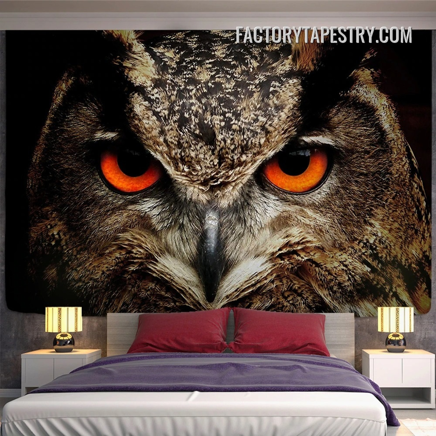 Eagle Owl Face Bird Modern Wall Decor Tapestry