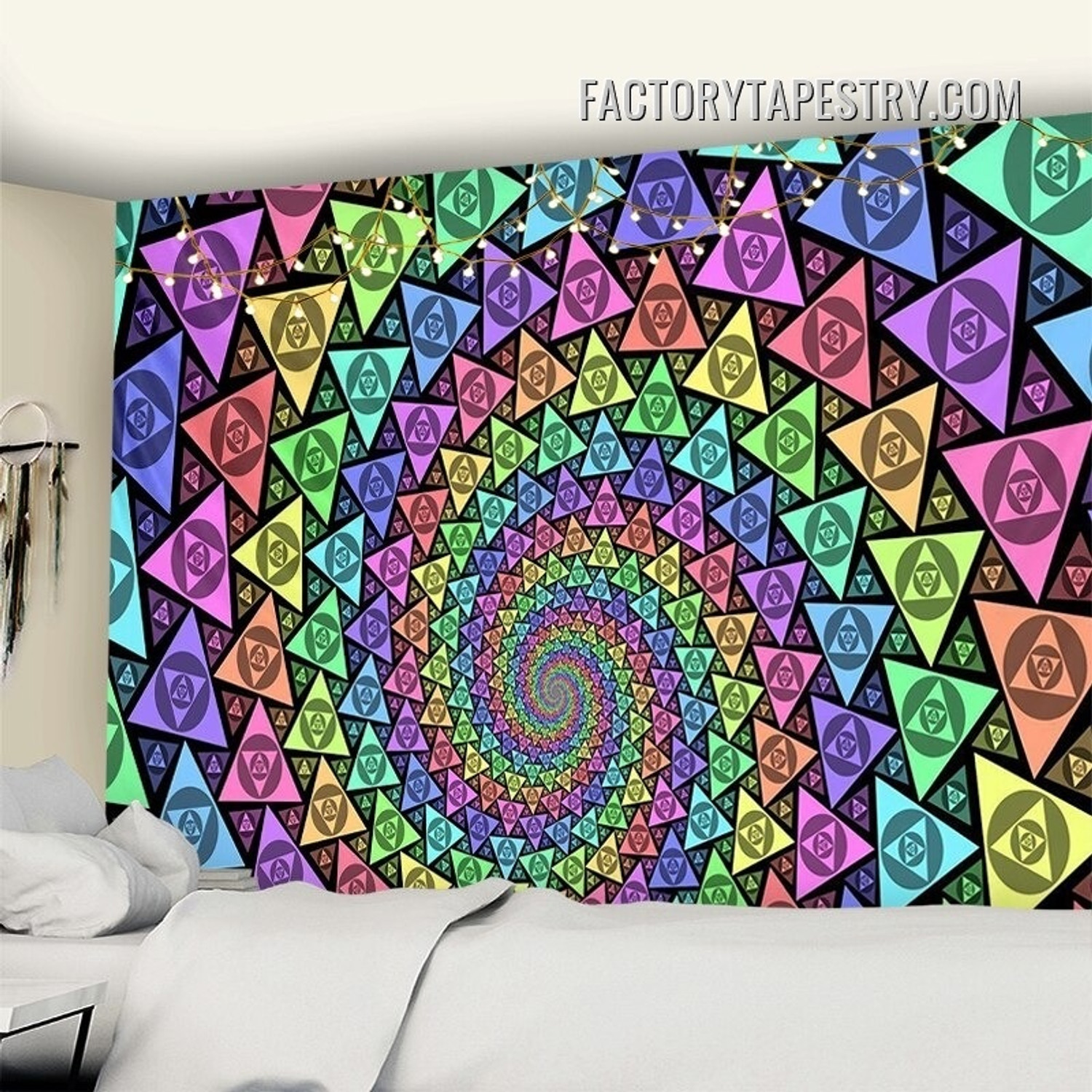 Multicolor Spiral Abstraction Psychedelic Wall Art Tapestry