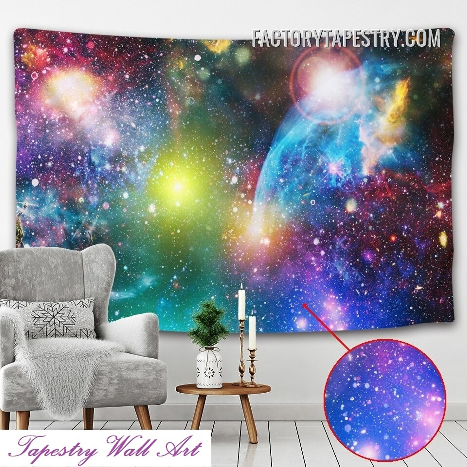 Bright Galaxy Cosmic Space Psychedelic Wall Art Tapestry