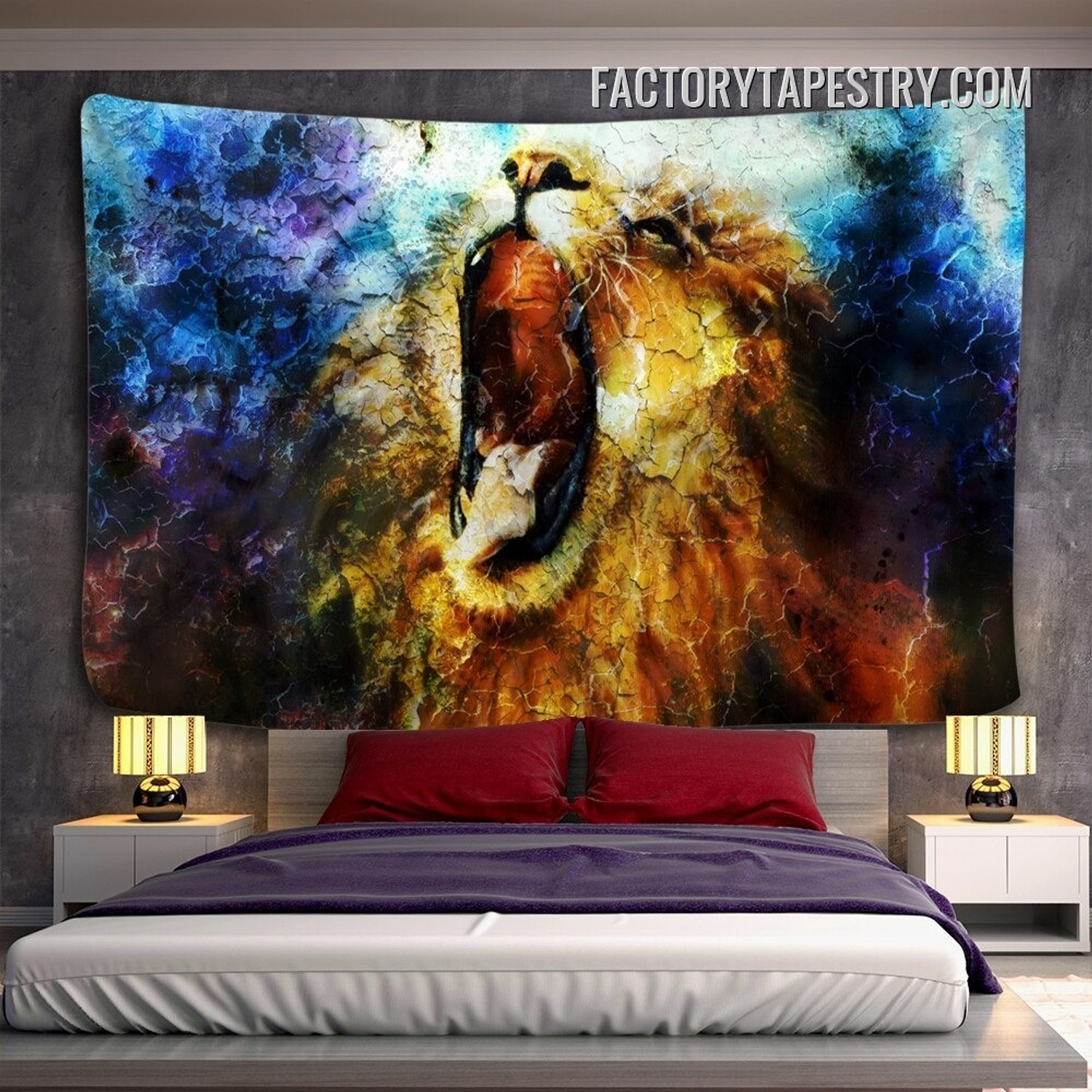 Roaring Lion Abstract Animal Modern Wall Decor Tapestry