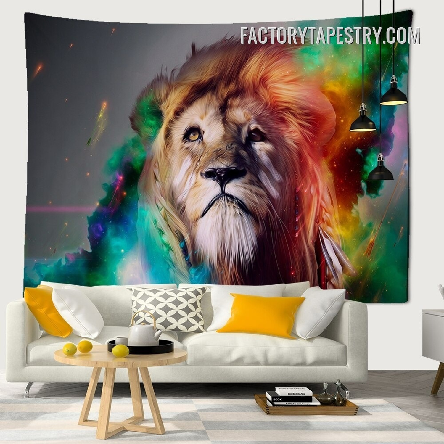 Colorful Lion King Abstract Animal Modern Wall Decor Tapestry