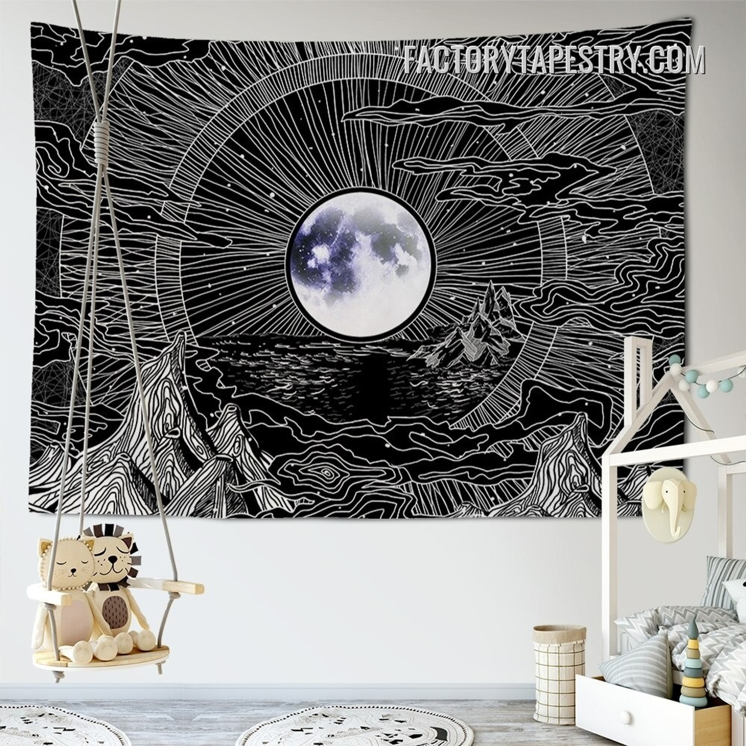 Moon Landscape Bohemian Wall Decor Tapestry