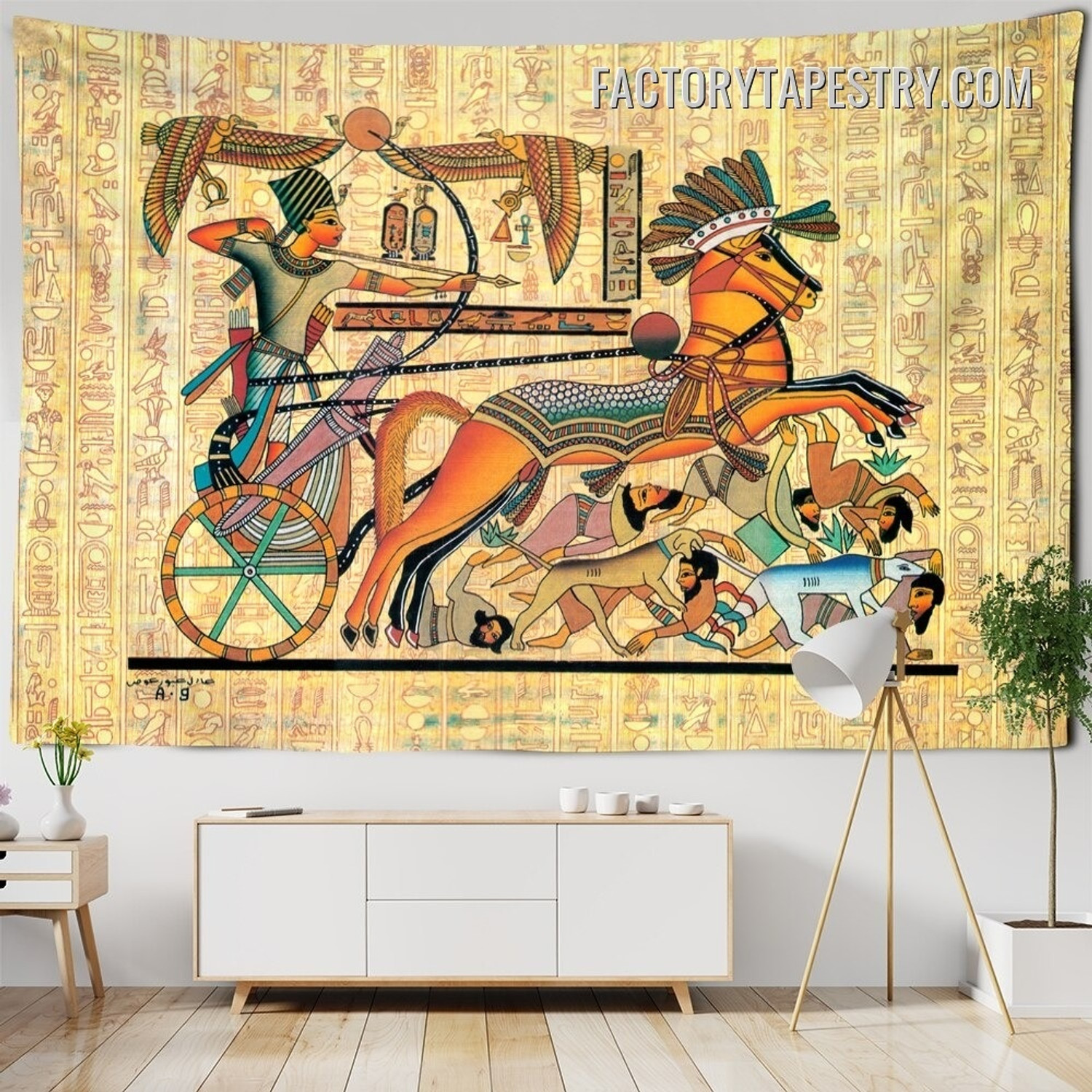 Ancient Egypt Chariot Retro Vintage Wall Art Tapestry