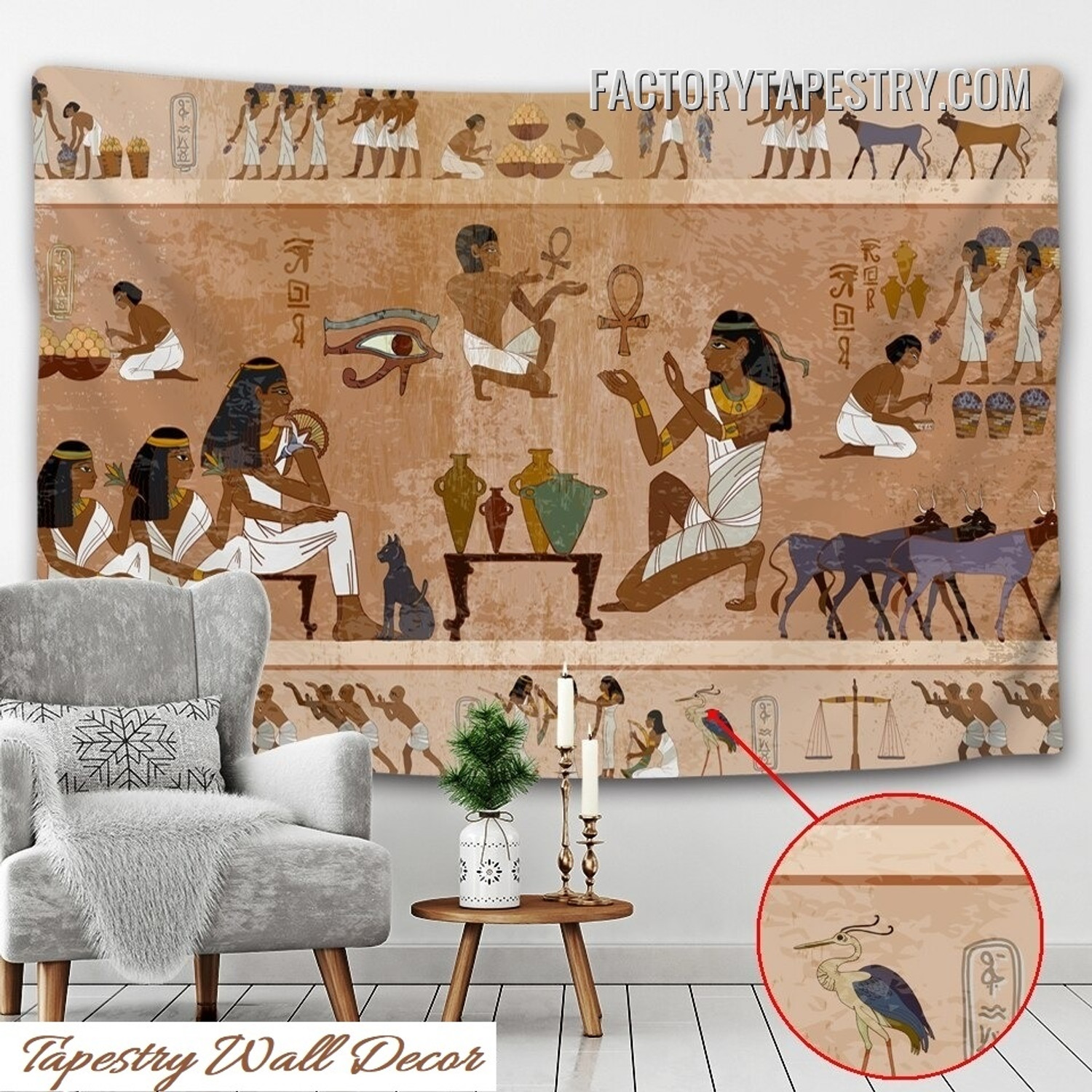 Ancient Egypt Frescoes I Retro Vintage Wall Art Tapestry