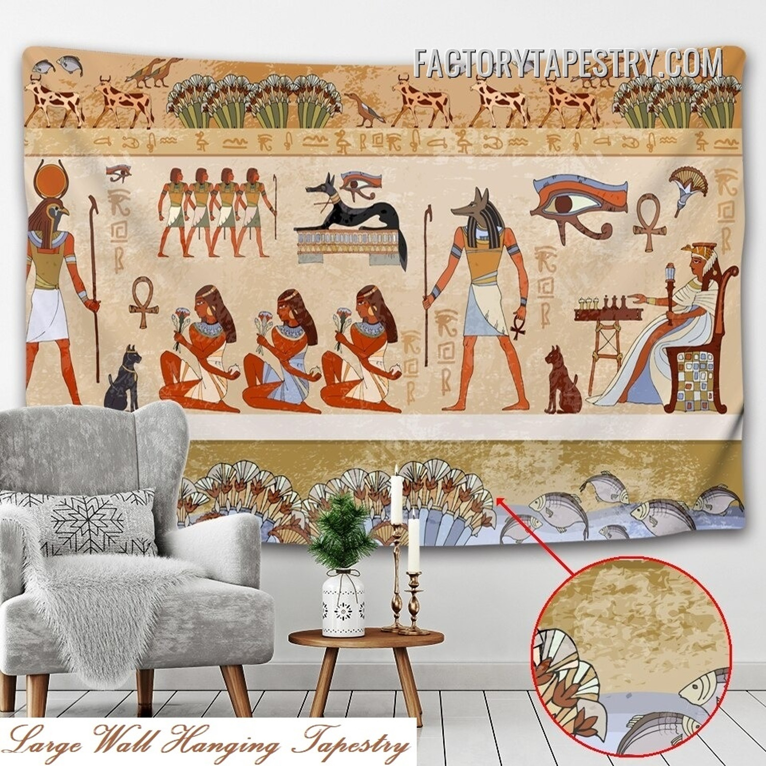 Ancient Egypt Background Retro Vintage Wall Hanging Tapestry