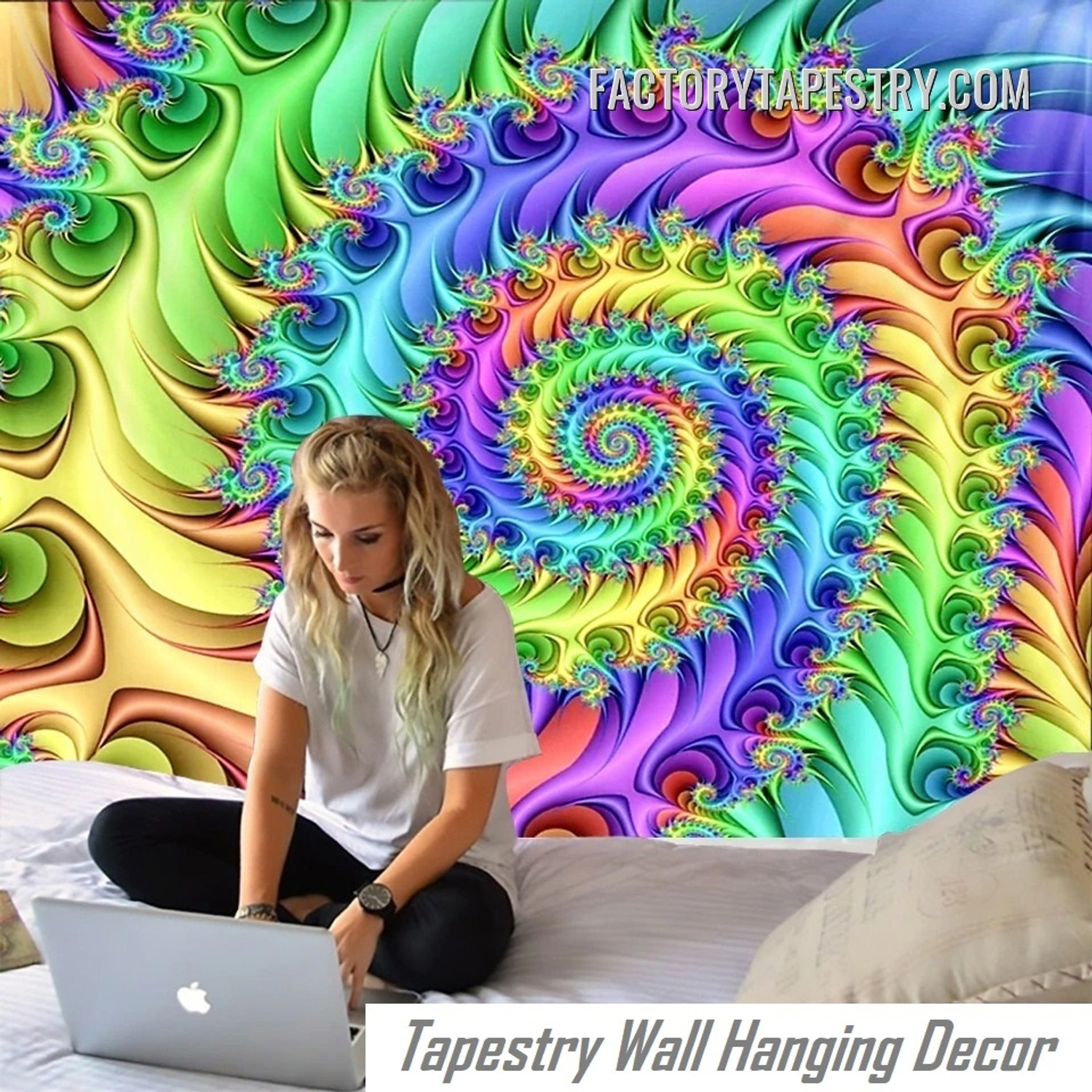 Colorful Spiral Illusion Psychedelic Wall Hanging Tapestry