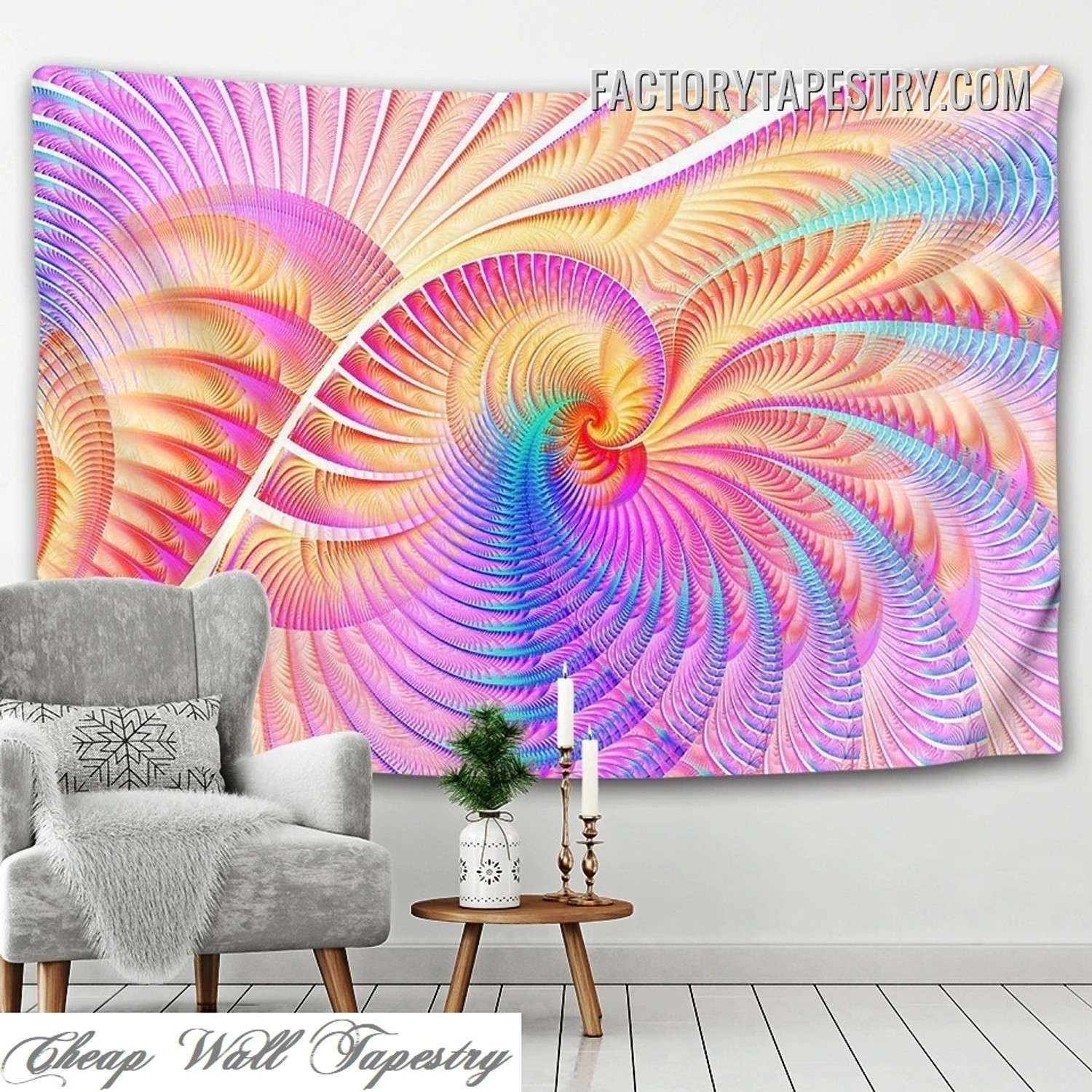 Multicolor Helical Illusion Psychedelic Wall Decor Tapestry