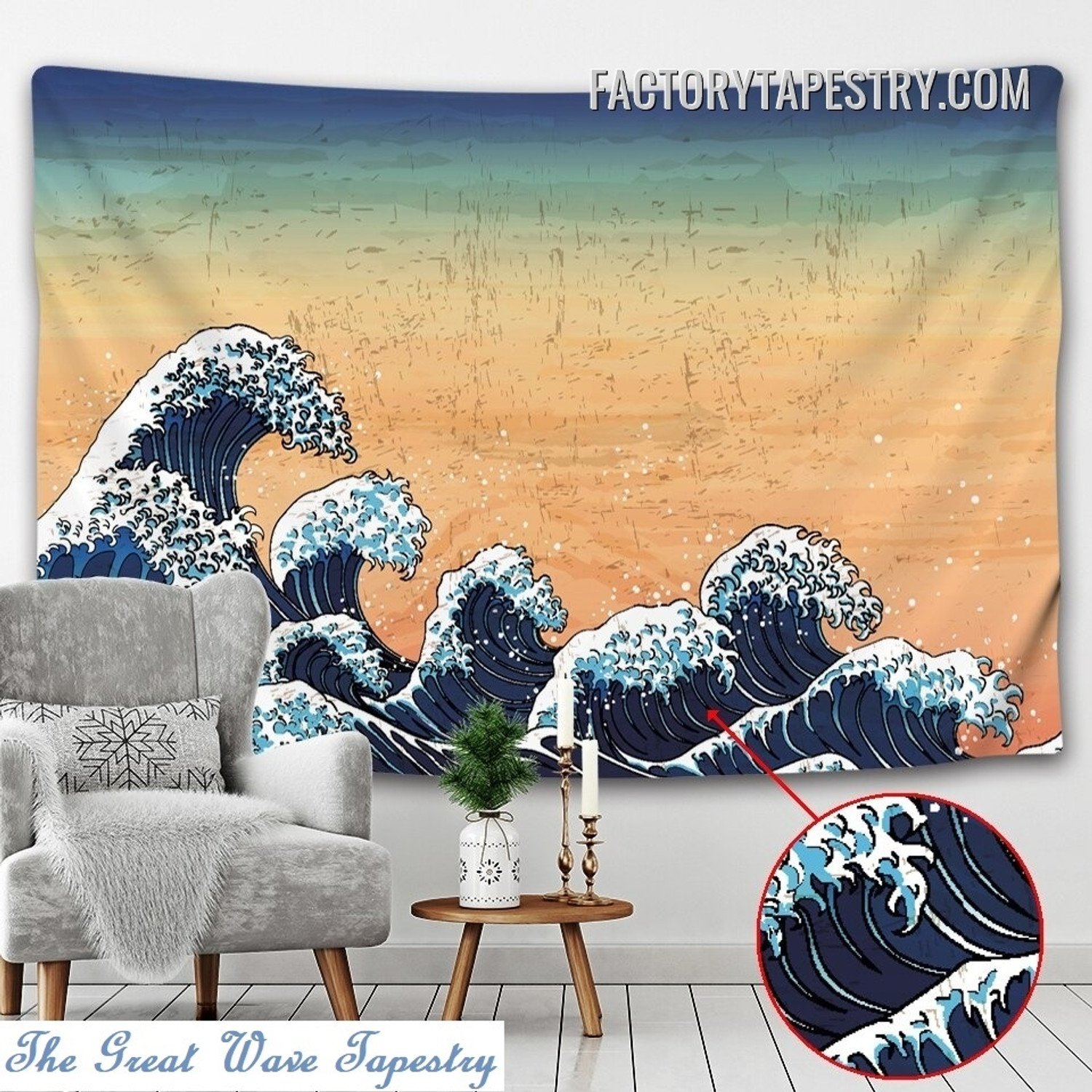 The Great Wave off Kanagawa Seascape Retro Wall Hanging Tapestry