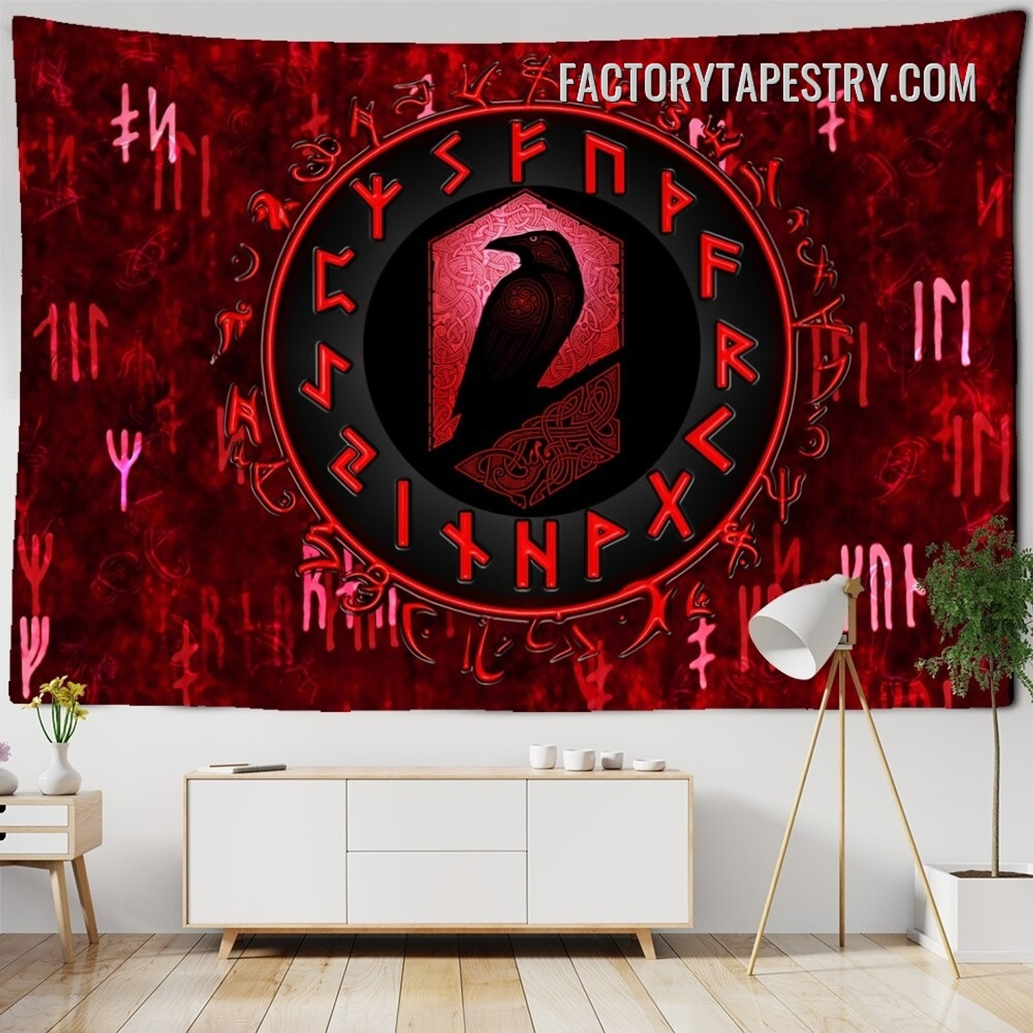 Dark Red Raven Bird Tarot Psychedelic Wall Decor Tapestry