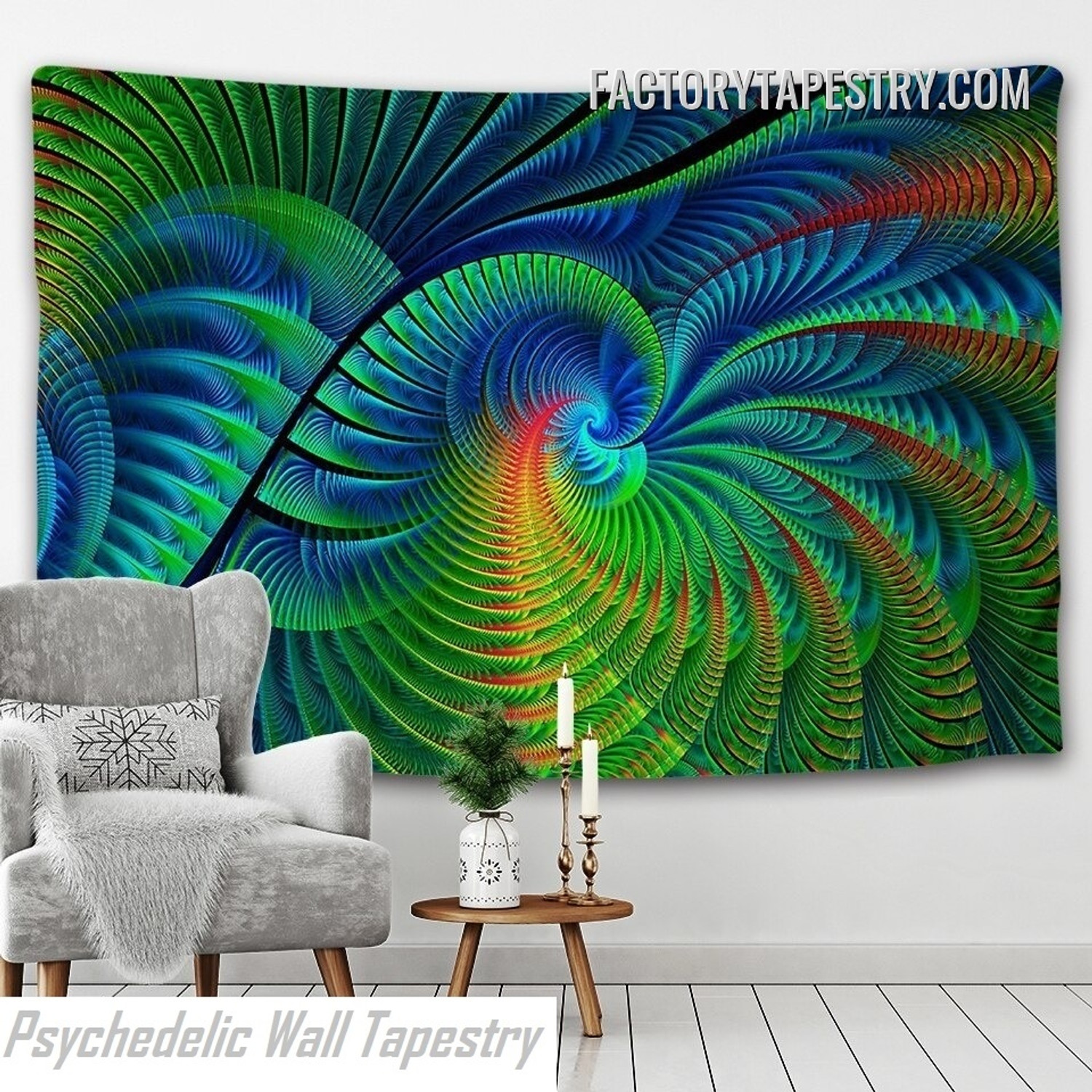 Spiral Illustration Abstract Psychedelic Wall Decor Tapestry