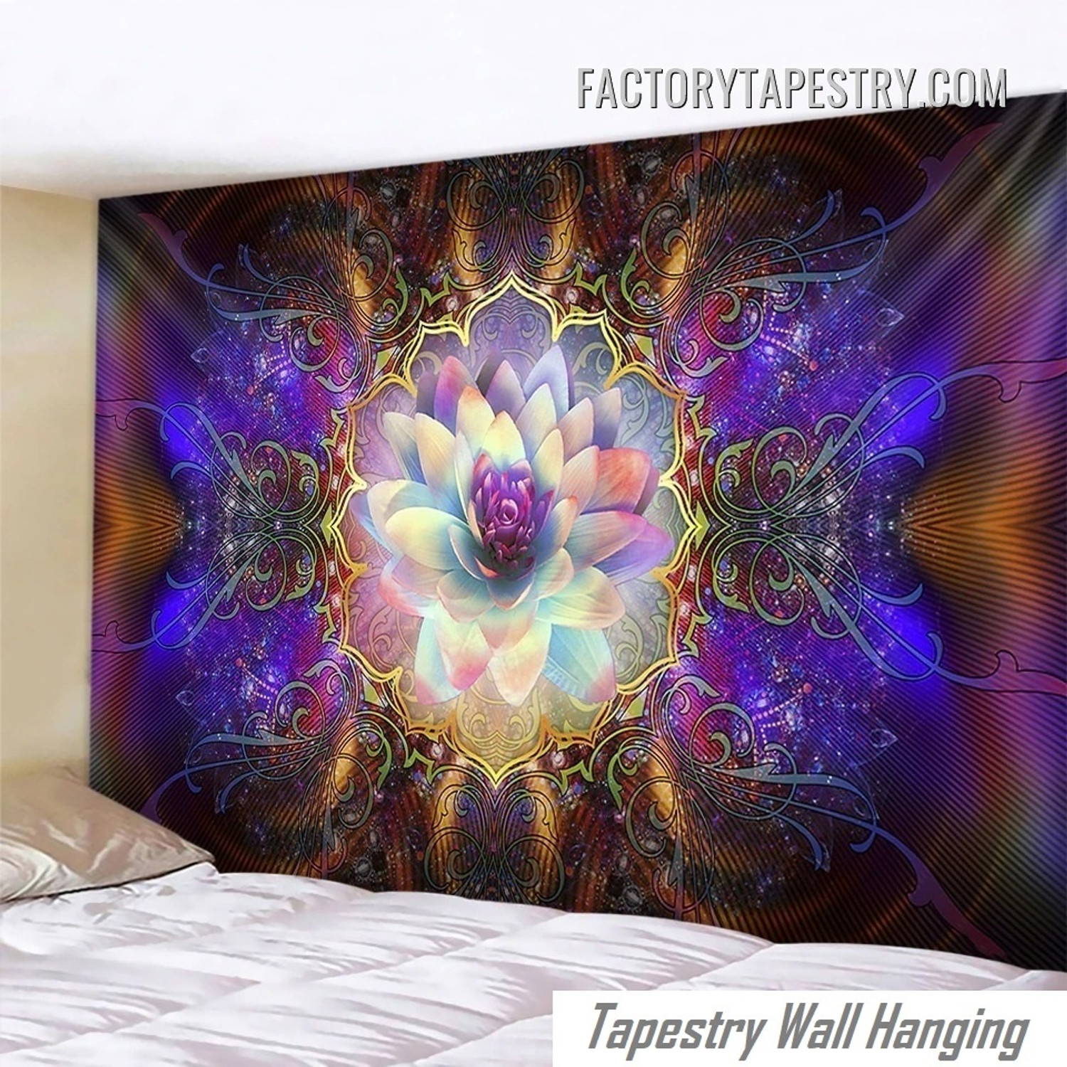 Glowing Abstract Flower Psychedelic Wall Hanging Tapestry