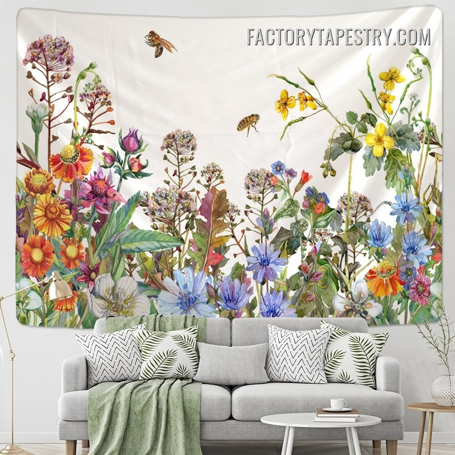 Spring Flowers Scenery Floral Modern Wall Art Tapestry