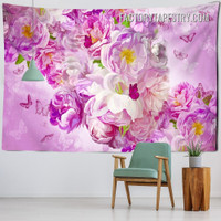 Flowers and Butterflies Abstract Floral Modern Wall Art Tapestry