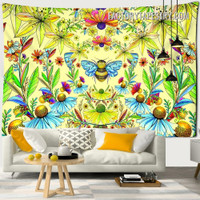 Honeybee Floral Psychedelic Wall Hanging Tapestry