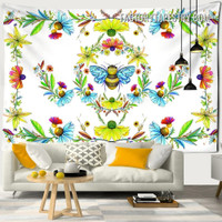 Floral Honeybee IV Botanical Psychedelic Wall Art Tapestry