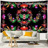 Floral Honeybee V Botanical Psychedelic Wall Hanging Tapestry