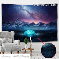 Mountain Camping Cosmic Landscape Psychedelic Wall Hanging Tapestry