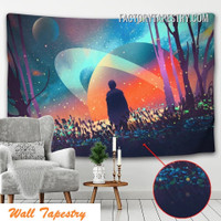 Dreamy Universe Cosmic Landscape Psychedelic Wall Art Tapestry