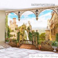 Old Town Scenery Architecture Landscape Vintage Wall Decor Tapestry