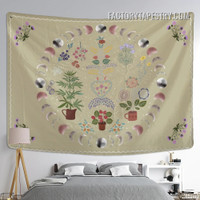 Botanical Moon Phases V Bohemian Wall Art Tapestry