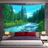 Forest River Nature Landscape Modern Wall Art Tapestry