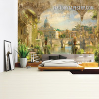 Ancient City Architecture Landscape Vintage Wall Decor Tapestry