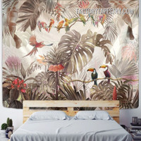 Tropical Birds Botanical Landscape Retro Wall Decor Tapestry