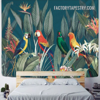 Tropical Leaves I Botanical Bird Retro Wall Art Tapestry