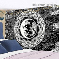 Crescent Moon Face II Tarot Bohemian Wall Art Tapestry
