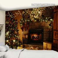 Christmas Fireplace Occasion Modern Wall Hanging Tapestry